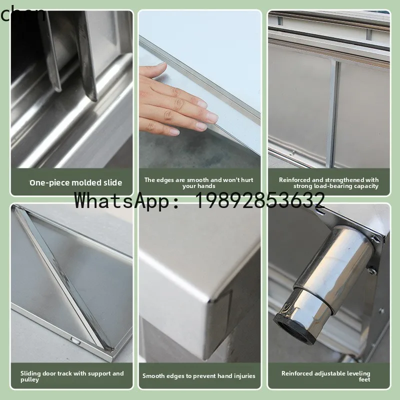 Commercial Kitchen Worktops - H29- キッチンステンレス鋼製ワークトップ、スライドドア付きまな板収納キャビネット、業務用レストラン向け調理台
