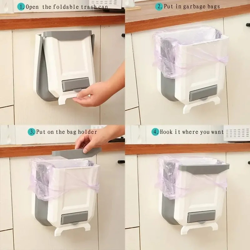 壁掛け式スリム折りたたみ式10Lプラスチック製ゴミ箱、ゴミ袋 - Commercial Kitchen Bin のレビューと価格