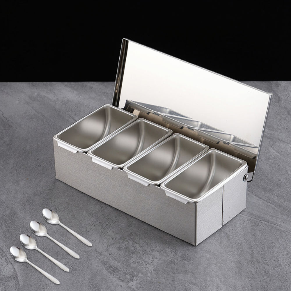 キッチン用調味料収納ボックス。丈夫なスチール製で、蓋付き。食 - Commercial Kitchen Bin のレビューと価格