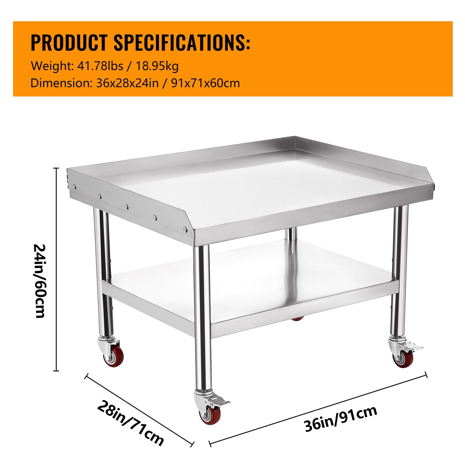 ステンレス製グリルスタンドテーブル（24インチ x 28イン - Commercial Kitchen Worktops のレビューと価格