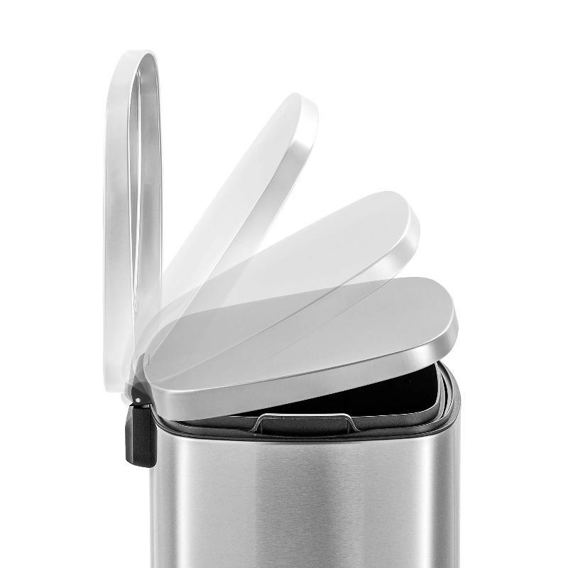 指紋に強いソフト蓋付きゴミ箱、頑丈なハンドルレスステンレス製 - Commercial Kitchen Bin のレビューと価格