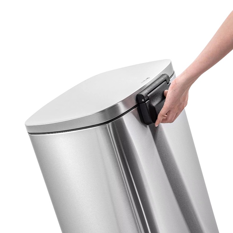 指紋に強いソフト蓋付きゴミ箱、頑丈なハンドルレスステンレス製 - Commercial Kitchen Bin のレビューと価格